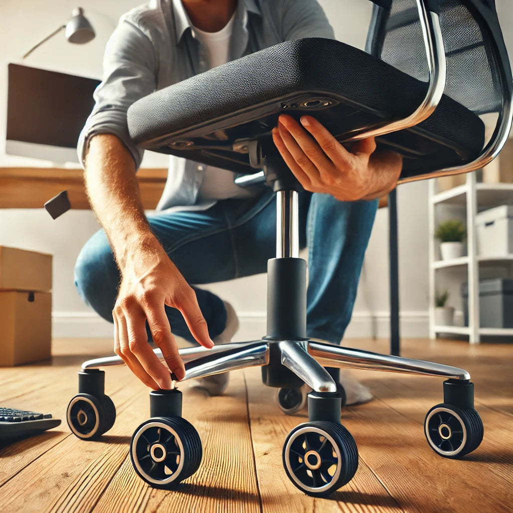 installing the replacement wheels for you office chair